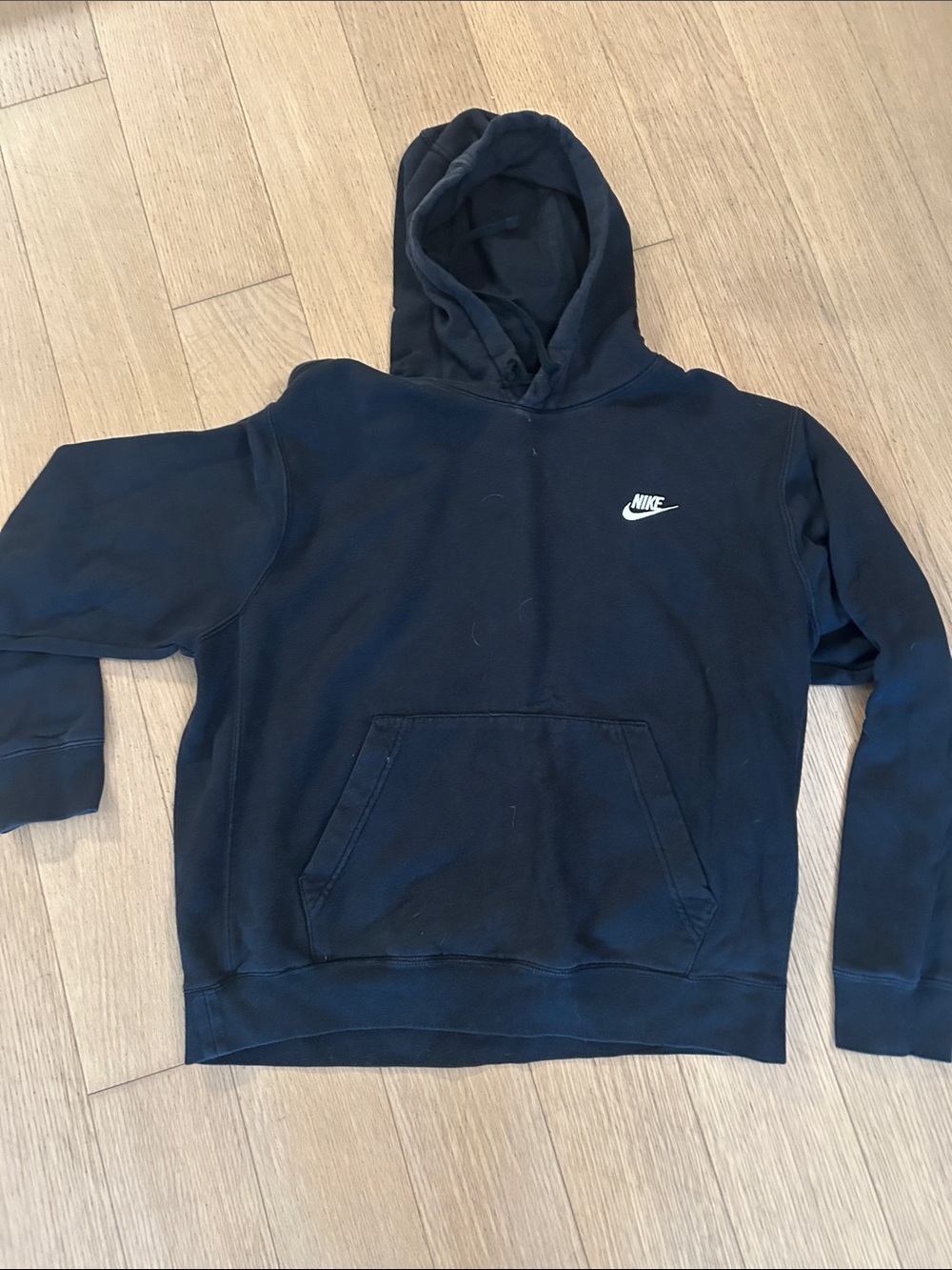 Nike Men’s Black Pullover Hoodie with White Swoosh